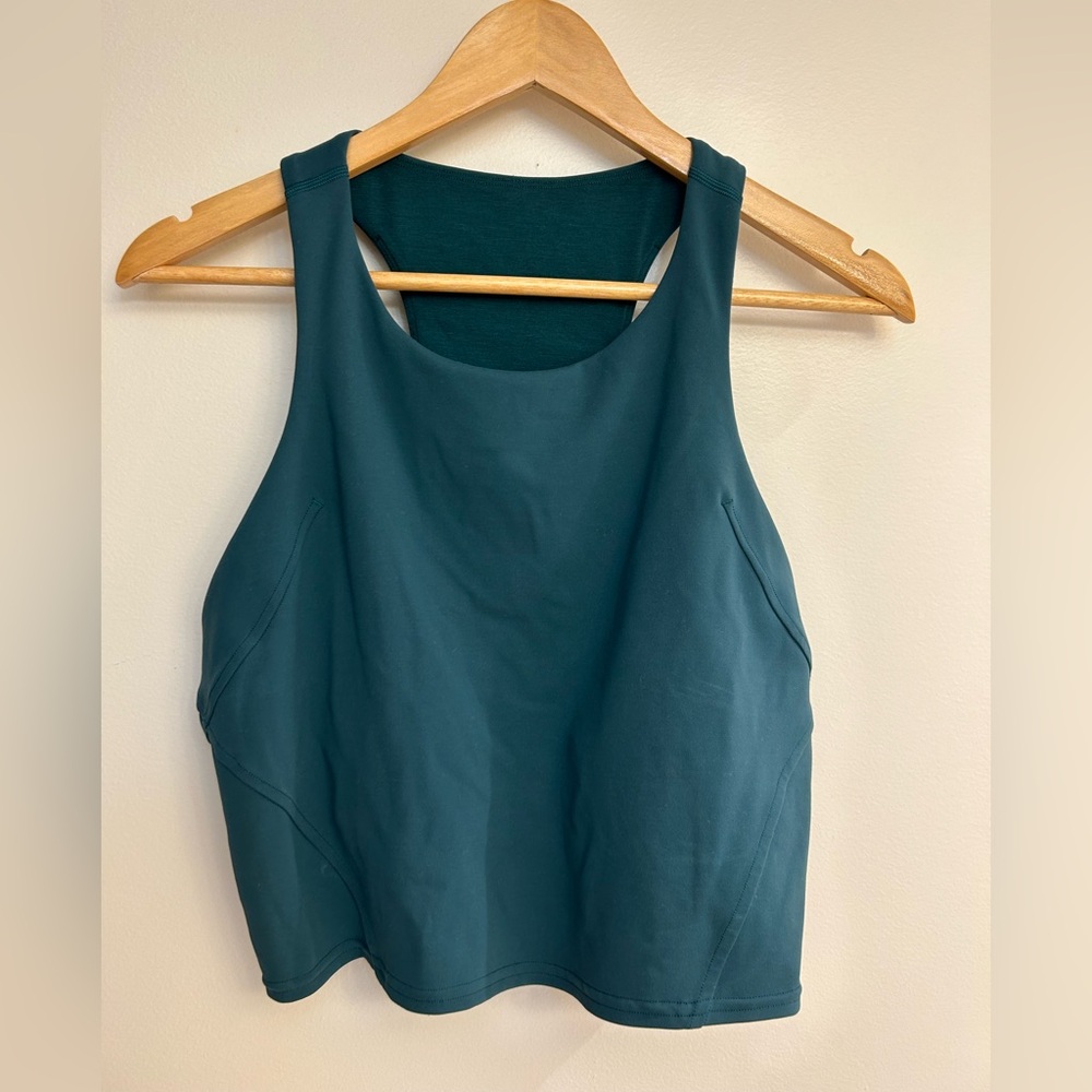 Storm Teal Lululemon wundertrain top.